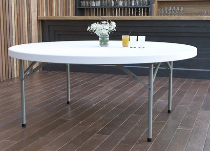 Flash Furniture 5' Round All-Occasion Plastic Folding Event Table for Parties and Trade Shows, Folding Banquet Table for Indoor/Outdoor Events, White
