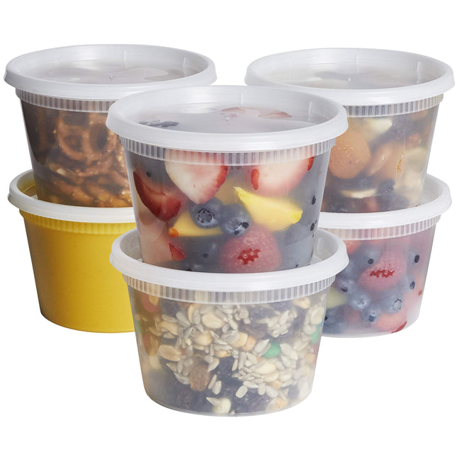 Glownary (10 PACK) Deli Containers with Lids 8 oz. Slime, Soup, Meal Prep Containers BPA Free Stackable Leakproof Microwave Dishwasher & Freezer Safe (GL-10P8ODC)