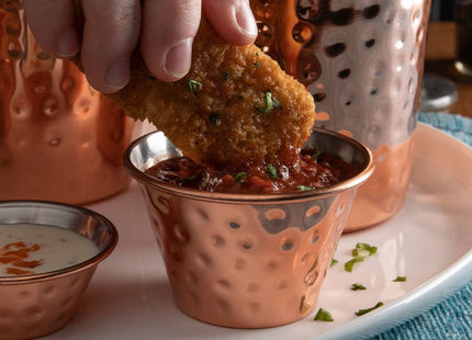 TableTop King 4 oz. Hammered Copper-Plated Stainless Steel Round Sauce Cup - 12/Pack