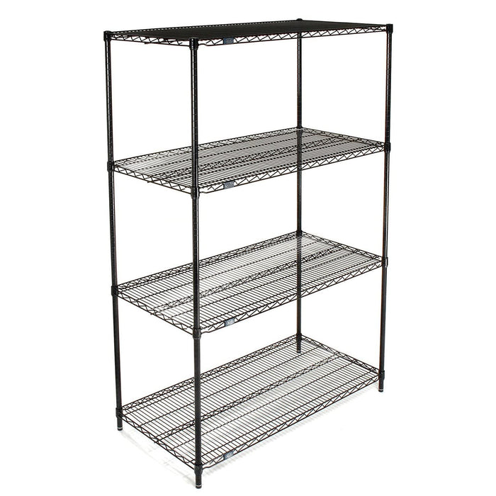 Nexel 18" x 42" x 74", 4 Tier Adjustable Wire Shelving Unit, NSF Listed Commercial Storage Rack, Black Epoxy Finish, Leveling feet