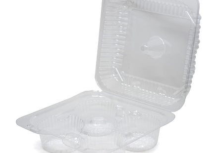 ZCYINGQ LBH6404-4 Compartment Clear Hinged Cupcake/Muffin Container | 250 per Case c