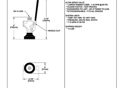 Fisher 2949 Ultra-Spray/PLUS Valve, with 1.15 GPM nozzle, interchangeable, brass