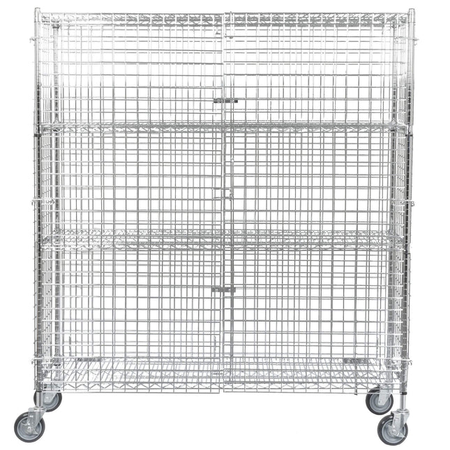 TableTop King NSF Mobile Chrome Wire Security Cage Kit - 18" x 60" x 69"