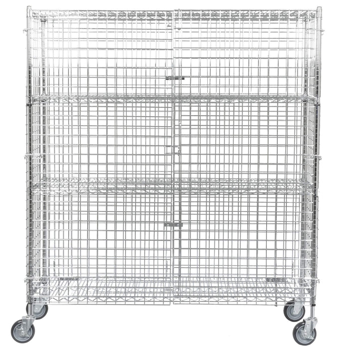 TableTop King NSF Mobile Chrome Wire Security Cage Kit - 18" x 60" x 69"