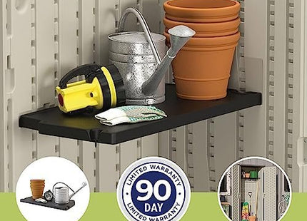 Suncast Vertical Shed Shelf Kit, Space-Saving Shelf for Vertical Outdoor Storage Sheds, 27.75" W x 14.5" D x 1.25" H, Black