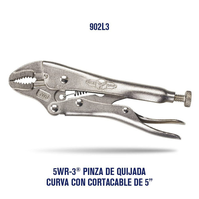 Irwin 5WR-3 Vise Grip 1-1/8-Inch Jaw Capacity 5-Inch Curved Jaw Locking Plier with Wire Cutter
