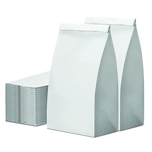 Glownary - White Paper Bags for Lunch, Craft, or Takeout. (8 LB, 500 Count - White)