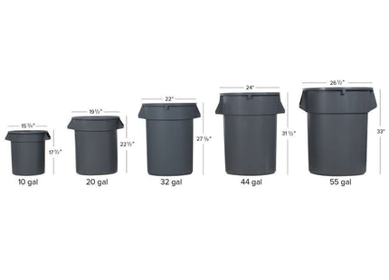 TableTop King 32 Gallon Gray/Black Trash Can, Lid, and Dolly Kit