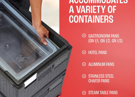 Cambro GoBox Insulated Lightweight Thermal Hot Box and Food Pan Carrier (12 Inch Deep) - Hotbox and Food Warmer for Catering & Transport - Top Load (Gray)