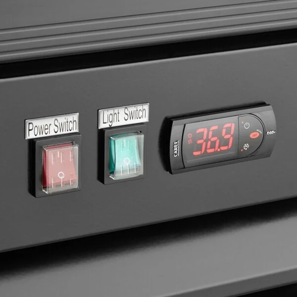 Glass Door Merchandiser Refrigerator, 53 inch, Black, LED Lighting, Swing Door