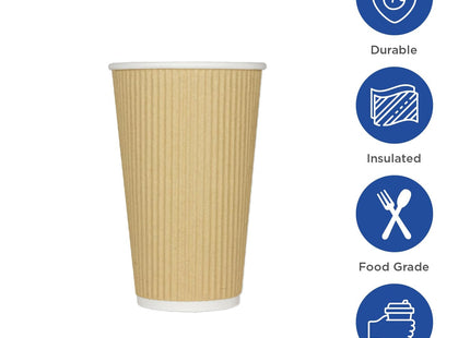 Karat Paper Hot Coffee Cups, Disposable, Leak-Resistant Double Poly-Lined Cups for Hot/Cold Beverages - Ideal for Cafes & Restautants
