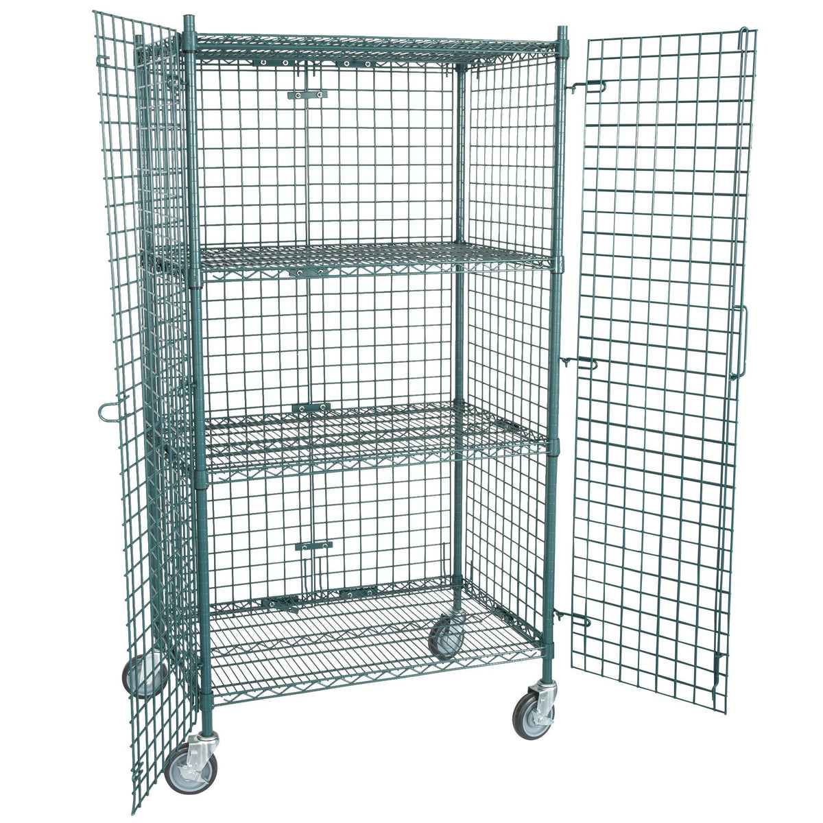 TableTop King NSF Mobile Green Wire Security Cage Kit - 24" x 36" x 69"