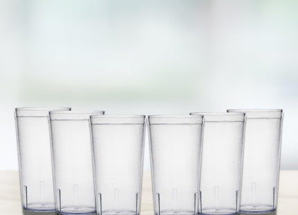 Carlisle FoodService Products Stackable Tumbler Plastic Tumbler with Pebbled Exterior for Restaurants, Catering, Kitchens, Plastic, 16 Ounces, Clear