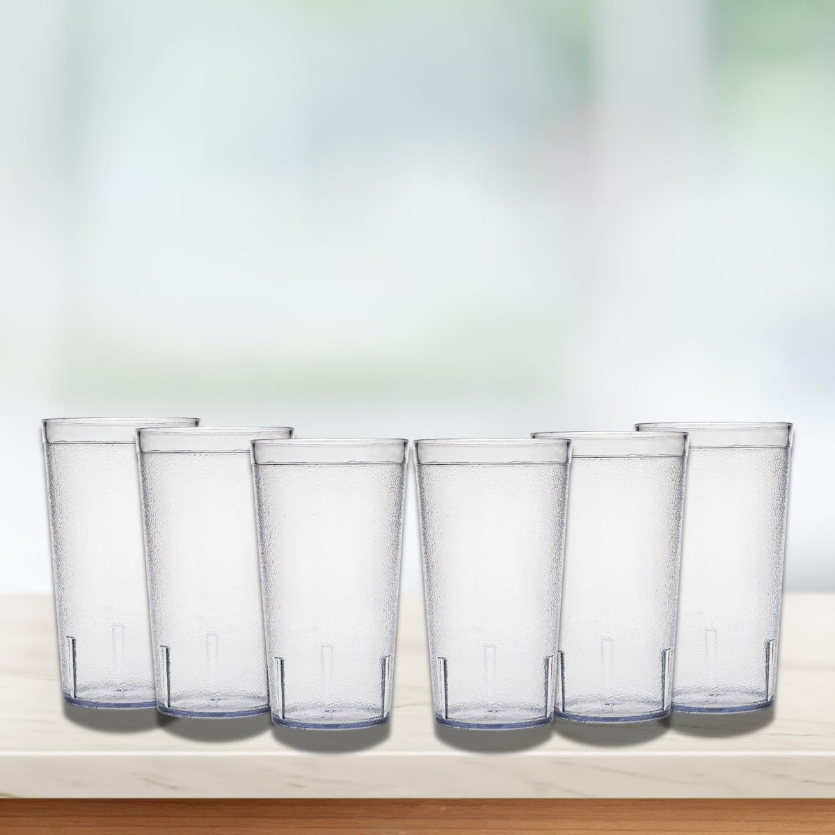 Carlisle FoodService Products Stackable Tumbler Plastic Tumbler with Pebbled Exterior for Restaurants, Catering, Kitchens, Plastic, 16 Ounces, Clear