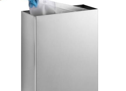 BOBRICK 279 ClassicSeries Stainless Steel Surface-Mounted Waste Receptacle, Satin Finish, 6.4 Gallon Capacity, 6" Length, 18" Height, 14" Width