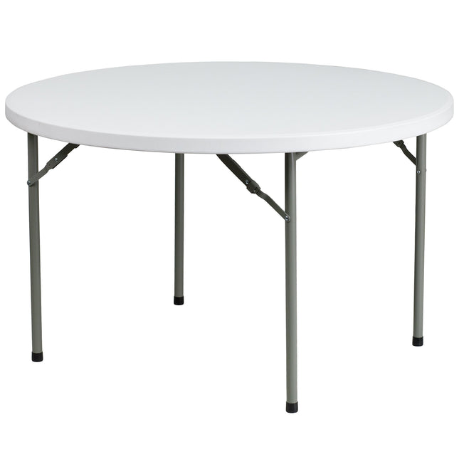 Flash Furniture 5' Round All-Occasion Plastic Folding Event Table for Parties and Trade Shows, Folding Banquet Table for Indoor/Outdoor Events, White