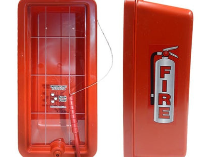 Cato Chief Plastic Fire Extinguisher Cabinet | Wall-Mounted, Rust-Proof, Fire-Retardant | Red or White | Holds 2.5-5 lb. or 10 lb. Extinguishers | Lock & Break Panel | Made in USA