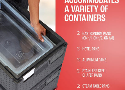 Standard Insulated Pan Carrier & Hot Box Food Warmer for Catering, Restaurants & Deliveries - Lightweight Thermal Container to Keep Food Hot During Transport - Top Loader 8" Deep