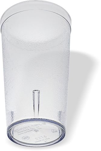 Carlisle FoodService Products Stackable Tumbler Plastic Tumbler with Pebbled Exterior for Restaurants, Catering, Kitchens, Plastic, 16 Ounces, Clear