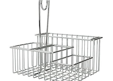 G.E.T. Enterprises 4-Compartment 8 Inch x 6 Inch Chrome Stainless Steel Condiment Caddy