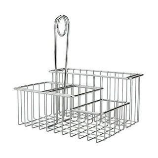 G.E.T. Enterprises 4-Compartment 8 Inch x 6 Inch Chrome Stainless Steel Condiment Caddy