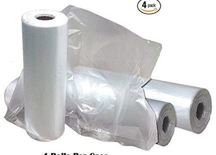 4 Rolls - Plastic Roll Bags for Fruits, Vegetable, Bread, Food Storage Clear Bags