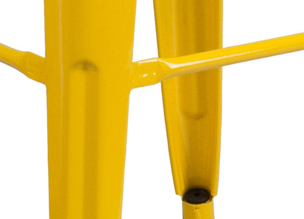 Flash Furniture Lily 4 Pack Commercial Grade 30" High Backless Yellow Metal Indoor-Outdoor Barstool with Square Seat