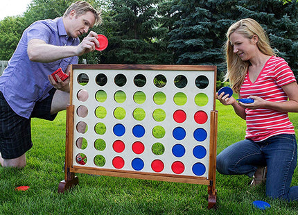 Giant 4 Connect in a Row with Carrying Case and Stained and Finished Legs and Frame