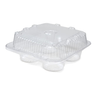 ZCYINGQ LBH6404-4 Compartment Clear Hinged Cupcake/Muffin Container | 250 per Case c