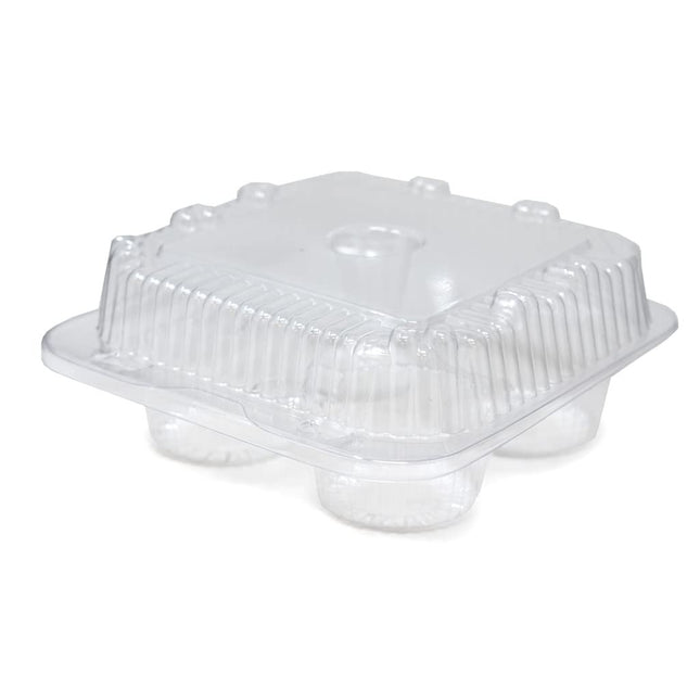 ZCYINGQ LBH6404-4 Compartment Clear Hinged Cupcake/Muffin Container | 250 per Case c