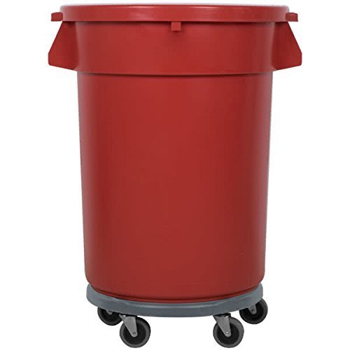 TableTop King 32 Gallon Red Trash Can, Lid, and Dolly Kit