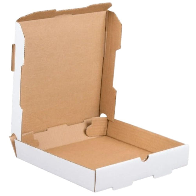12 inch Pizza Box Bundle of 50 - Premium Plain White Corrugated Cardboard Take Out Delivery Container