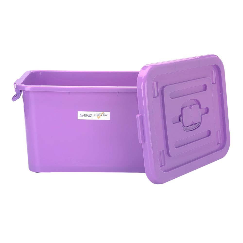 TableTop King M33064 16 1/2" x 14 1/8" x 11 1/8" Purple Allergen-Safe Storage Tote with Lid
