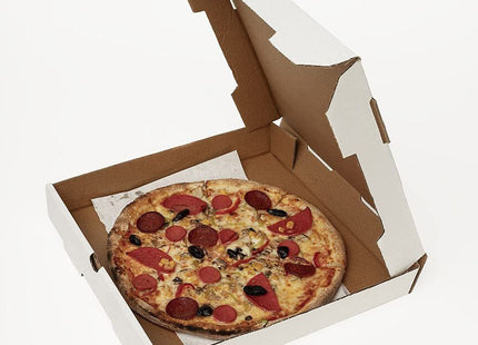 The Online Liquidator 12 inch Pizza Box Bundle of 50 - Premium Plain White Corrugated Cardboard Take Out Delivery Container