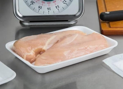 CKF 88102 2SW, #2S White Foam Meat Trays, Disposable Standard Supermarket Meat Poultry Frozen Food Trays, 500-Piece Bundle, 8 1/4" x 5 3/4" x 3/4"