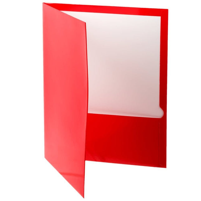 TableTop King 51711 Letter Size 2-Pocket High Gloss Laminated Paper Pocket Folder, Red - 25/Box
