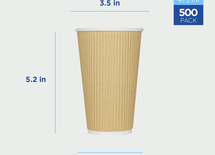 Karat Paper Hot Coffee Cups, Disposable, Leak-Resistant Double Poly-Lined Cups for Hot/Cold Beverages - Ideal for Cafes & Restautants