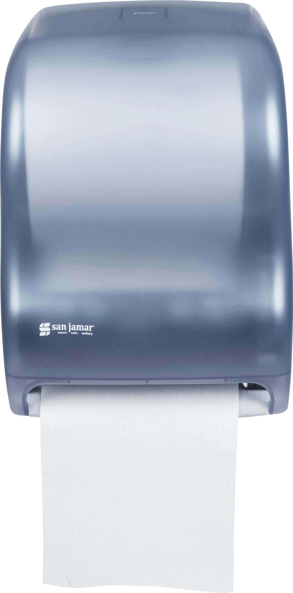San Jamar Tear-N-Dry Classic Paper Towel Dispenser Dispenses Universal Paper Rolls with Touchless Dispensing for Bathroom, Kitchens, Restaurants, and Cafeterias, Plastic, Arctic Blue