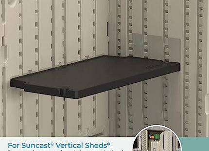 Suncast Vertical Shed Shelf Kit, Space-Saving Shelf for Vertical Outdoor Storage Sheds, 27.75" W x 14.5" D x 1.25" H, Black