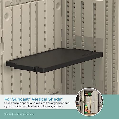 Suncast Vertical Shed Shelf Kit, Space-Saving Shelf for Vertical Outdoor Storage Sheds, 27.75" W x 14.5" D x 1.25" H, Black