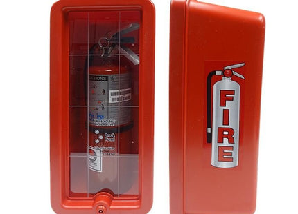 Cato Chief Plastic Fire Extinguisher Cabinet | Wall-Mounted, Rust-Proof, Fire-Retardant | Red or White | Holds 2.5-5 lb. or 10 lb. Extinguishers | Lock & Break Panel | Made in USA