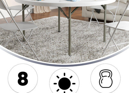 Flash Furniture 5' Round All-Occasion Plastic Folding Event Table for Parties and Trade Shows, Folding Banquet Table for Indoor/Outdoor Events, White