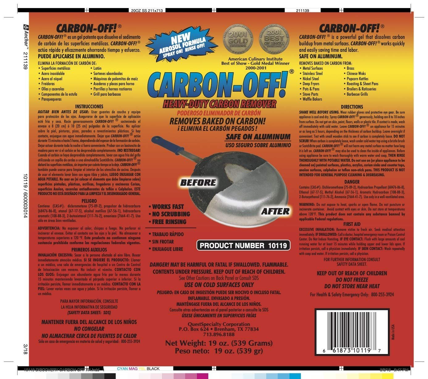 Quest Specialty CARBON-OFF! Heavy Duty Carbon Remover -Aerosol, Case of 6 (19 oz) Cans
