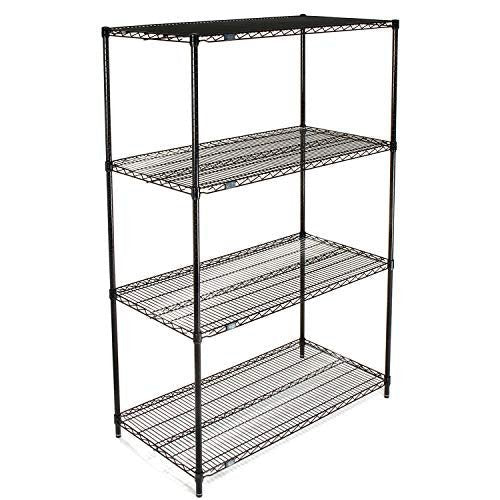 Nexel 24" x 42" x 63", 4 Tier Adjustable Wire Shelving Unit, NSF Listed Commercial Storage Rack, Black Epoxy Finish, leveling feet