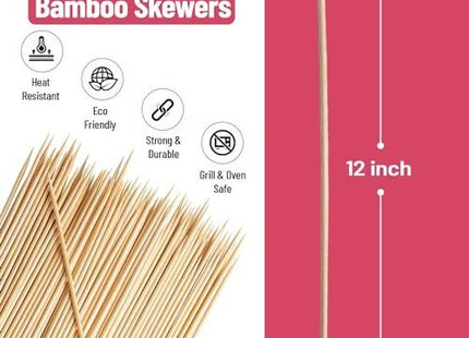 Natural Bamboo Wooden Skewers for BBQ, Shish Kabob, Appetiser, Fruit, Cocktail, Chocolate Fountain, Grilling, Barbecue, Kitchen, Crafting and Party.