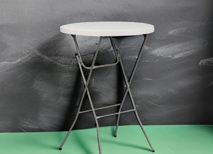 Flash Furniture Kathryn 2.63' Round Folding Bar Height Table for Parties and Commercial Events, Indoor/Outdoor Plastic Bar Height Folding Table, White