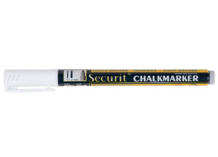 TableTop King BLSMA100V4WH Securit All-Purpose Mini Tip White Chalk Marker - 4/Pack
