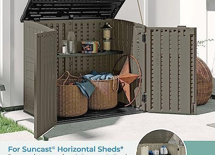 Suncast Horizontal Shed Shelf Kit, Space-Saving Shelf for Horizontal Outdoor Storage Sheds, 50" W x 10.25" D x 1.25" H, Black