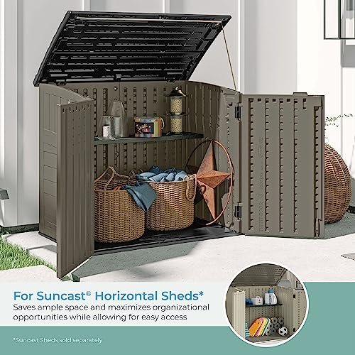 Suncast Horizontal Shed Shelf Kit, Space-Saving Shelf for Horizontal Outdoor Storage Sheds, 50" W x 10.25" D x 1.25" H, Black