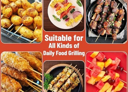 Natural Bamboo Wooden Skewers for BBQ, Shish Kabob, Appetiser, Fruit, Cocktail, Chocolate Fountain, Grilling, Barbecue, Kitchen, Crafting and Party.